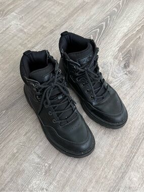 Boys Black Lace-Up High-Top Shoes